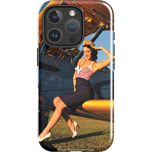 1940s Pin-Up On Stearman Biplane iPhone 16 Pro Impact Case